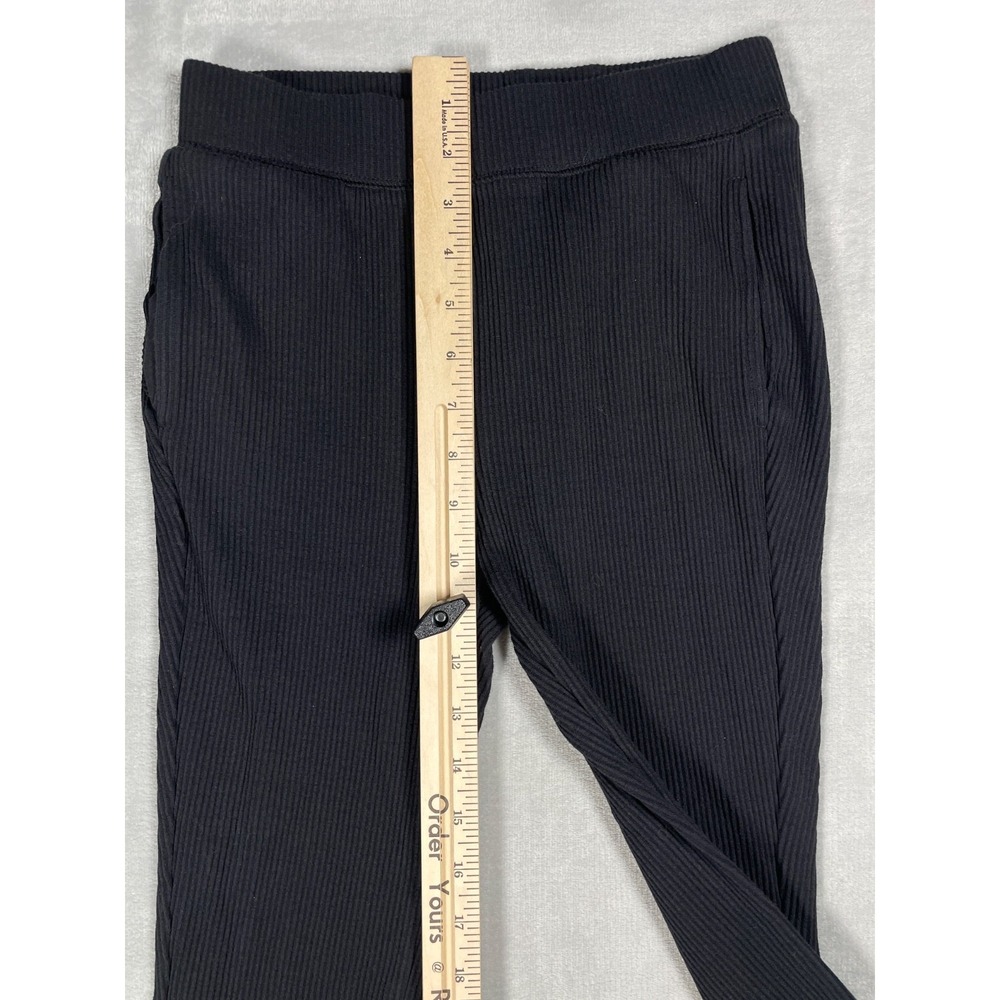 Uniqlo Ribbed Leggings Womens XS Black Stretch Slim Flare Pants Ankle Slit - Picture 7 of 11